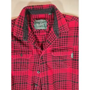 Woolrich Wool Plaid Button Up Shirt Mens L Thick Shacket Shepherd's Check